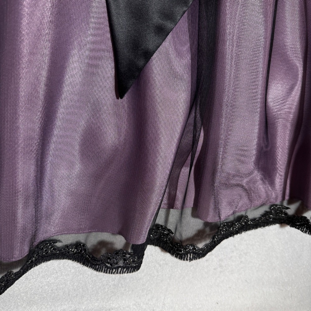 Vintage 90s Y2K Grunge Fairy Goth Adrianna Papell 20W Purple Mesh Floral Dress - Picture 7 of 8